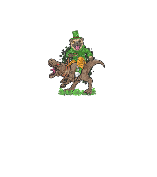 Sfântul Patrick Mops dinozaur model verde pe tricou