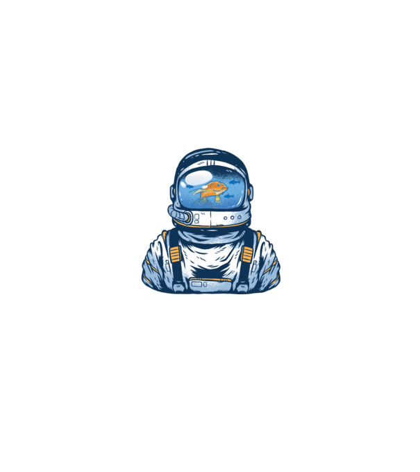 Peștișor auriu Astronaut model negru pe tricou