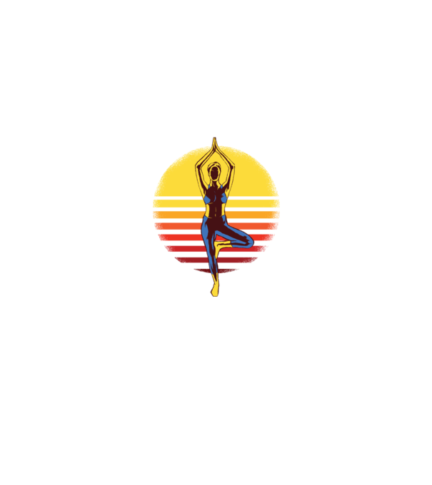 Retro yoga model negru pe tricou