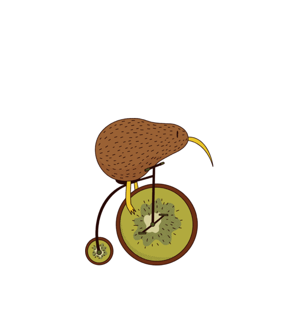 Bicicletă Kiwi model verde de măr pe tricou