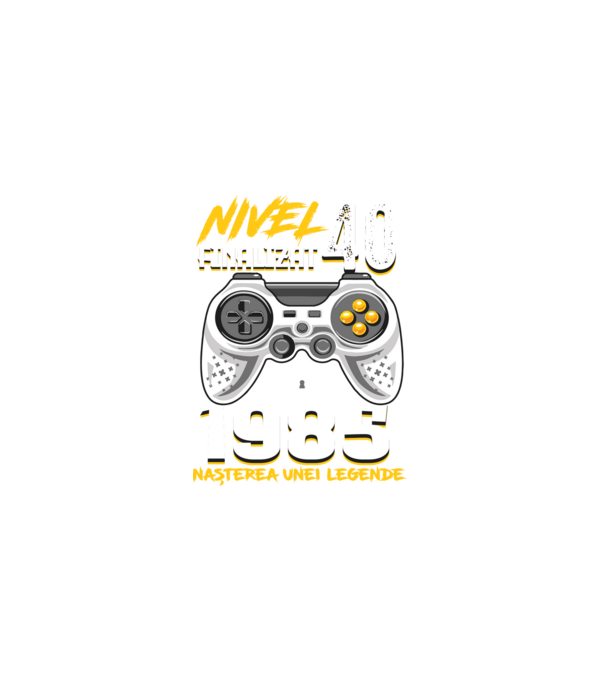 Nivel Finalizat 40 1985 model negru pe tricou