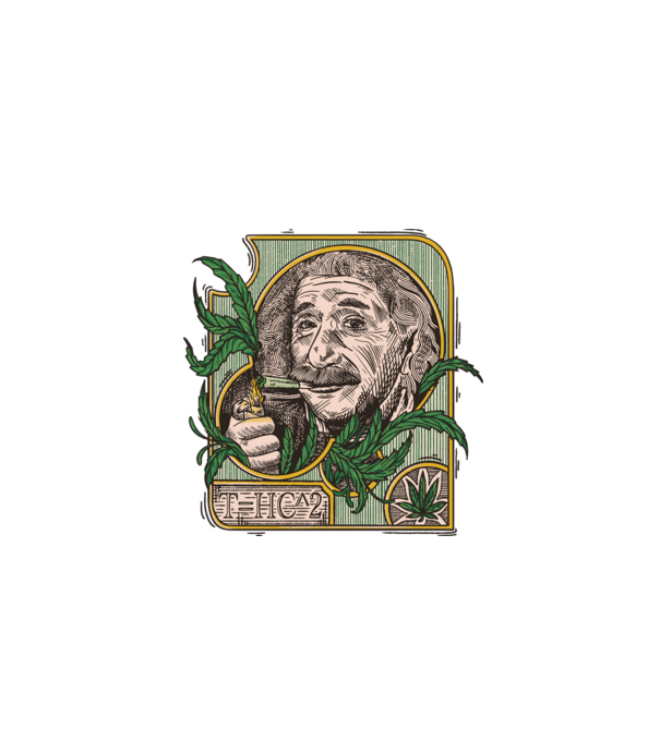 Einstein Marijuana THC model negru pe tricou