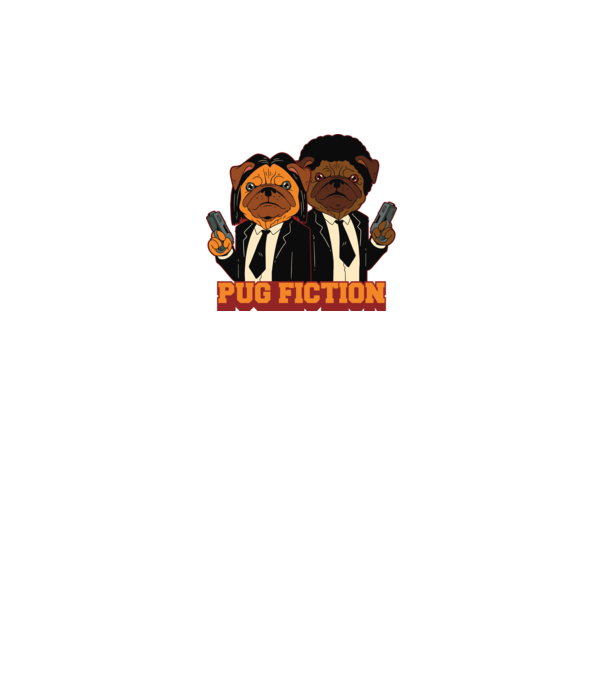 Pug Fiction Pugs Mops Pulp Fiction parodie model gri pe tricou