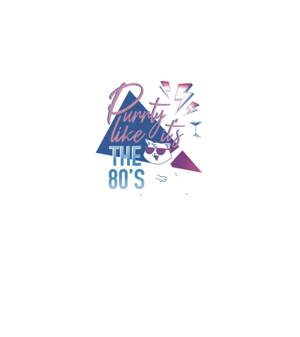 'Purrty Like it''s the 80''s' model negru pe tricou