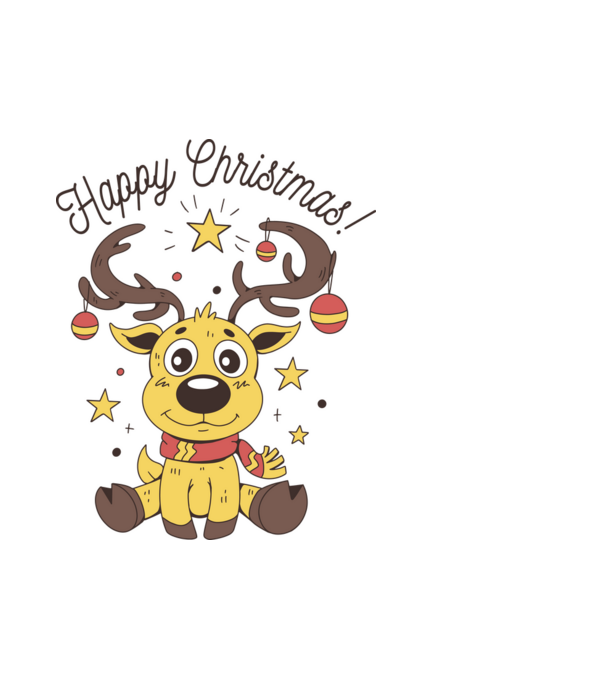 Happy Christmas Reindeer Alb model alb pe tricou