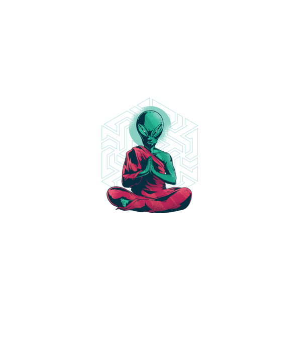 Meditație Alien model negru pe tricou
