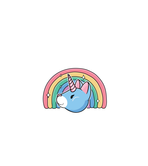 Pisică Unicorn model albastru închis pe tricou