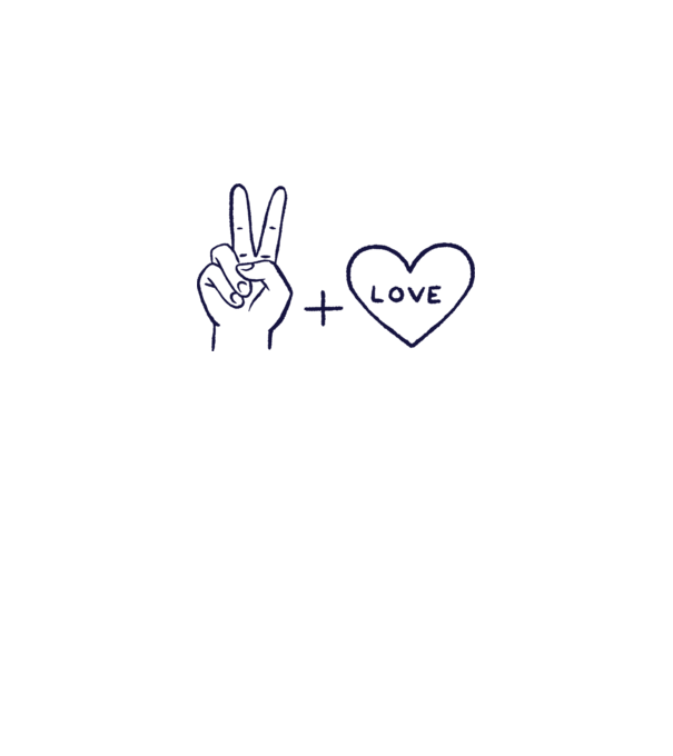 Peace + Love model alb pe tricou