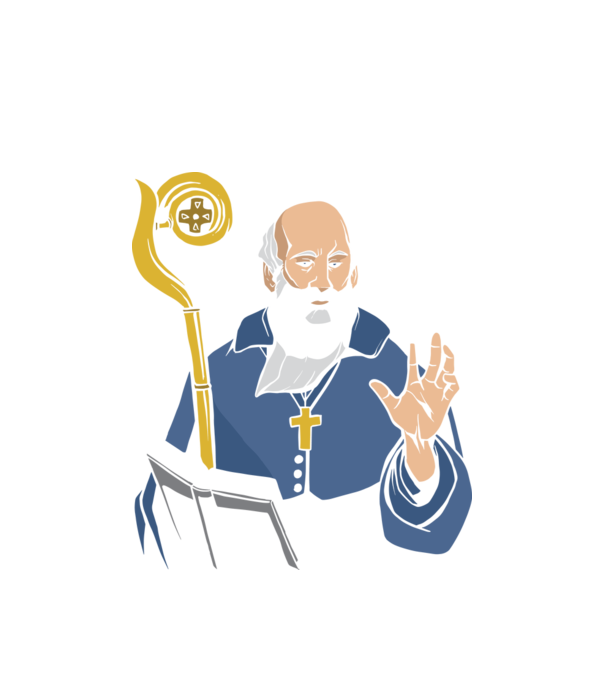Sfântul Benedict model alb pe tricou