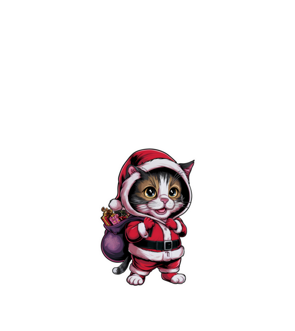 Santa Cat model negru pe tricou