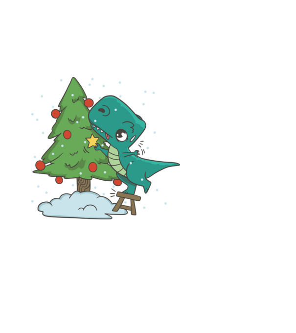 T-rex decorare pom de Crăciun model alb pe tricou