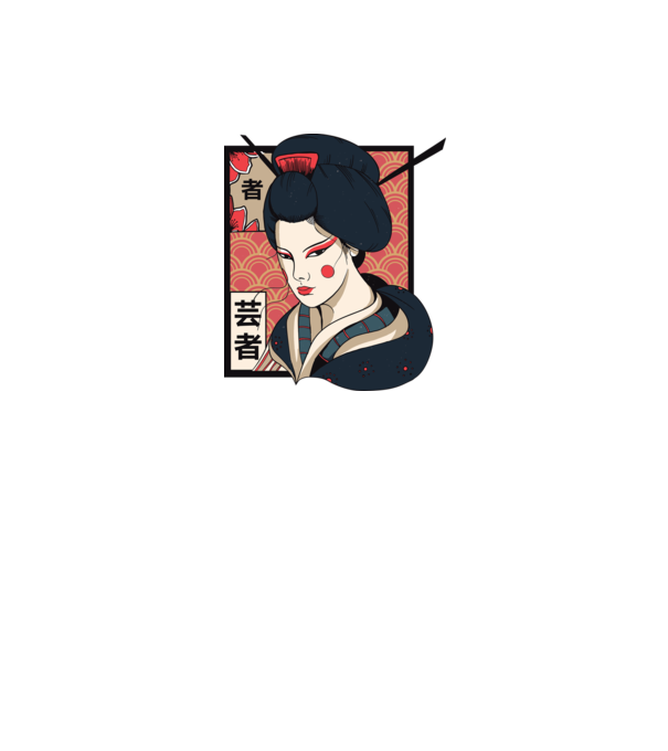 Geisha Japonia model alb pe tricou