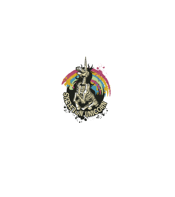 Schelet unicorn model alb pe tricou