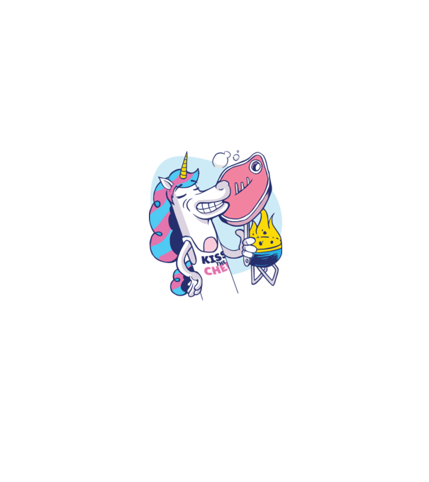 Unicorn Steak BBQ model alb/roșu pe tricou