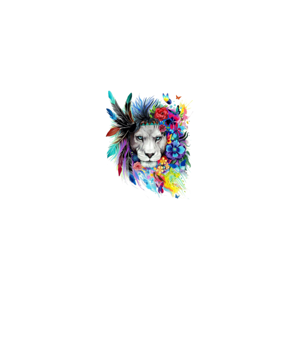 lion color jungle model alb pe tricou