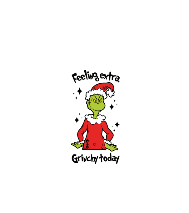 Feeling extra Grinchy today model alb pe tricou