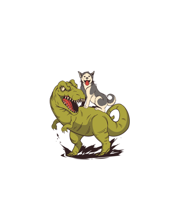 Dinozaur Husky model verde de măr pe tricou