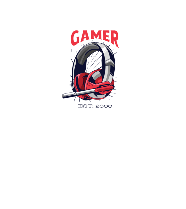 Gamer est. 2000 model alb pe tricou