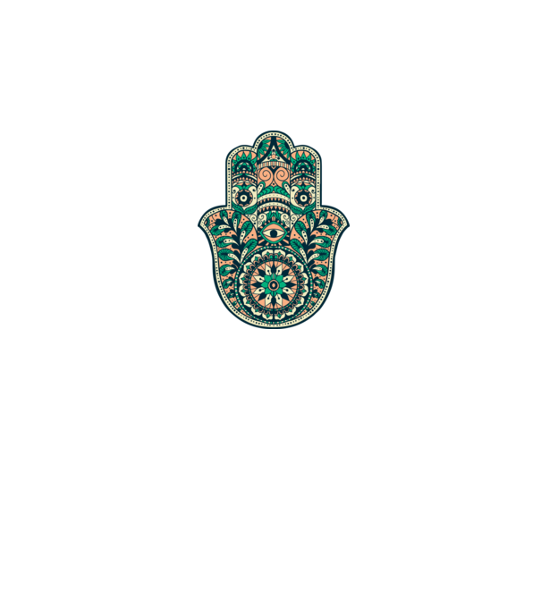 Mână Hamza - Mâna lui Dumnezeu Mandala model alb pe tricou