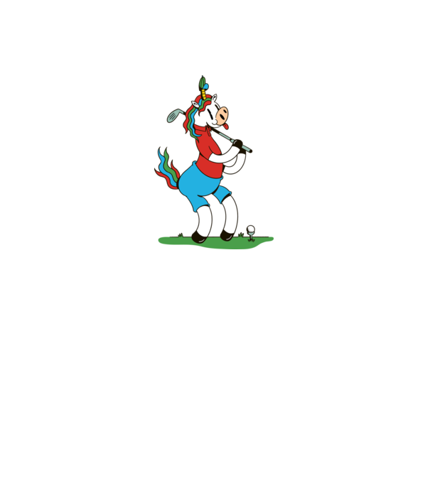 Unicorn jucător de golf model alb pe tricou