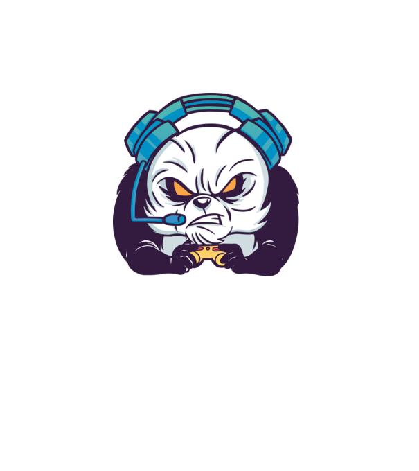Gamer Panda model alb pe tricou