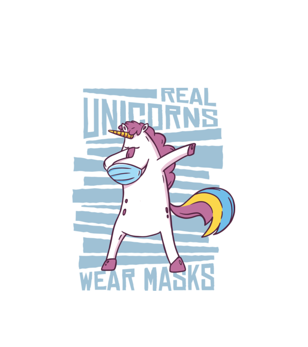 Unicorn DAB Mască model alb pe tricou