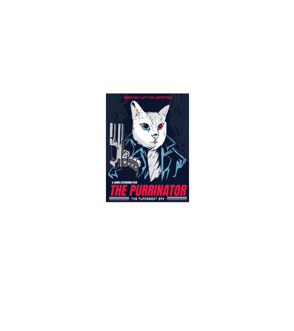 The Purrinator Pisică model turcoaz pe tricou