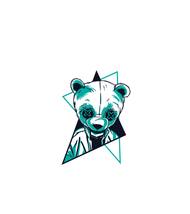 Panda Neon model alb pe tricou