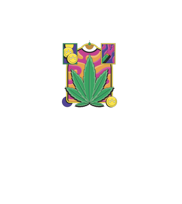 Hippy Cannabis model turcoaz pe tricou