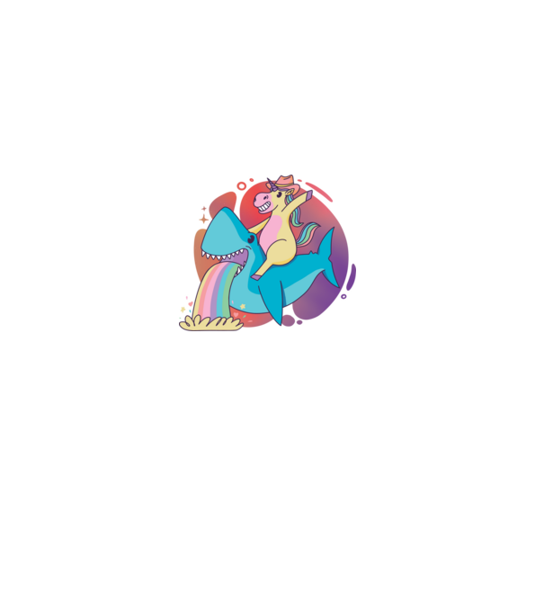 Unicorn pe rechin model negru pe tricou