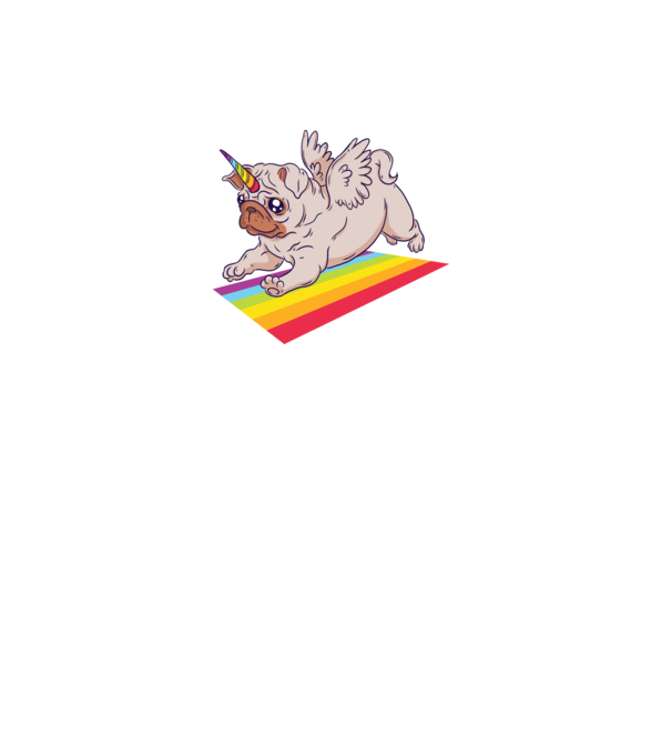 Mops unicorn model negru pe tricou