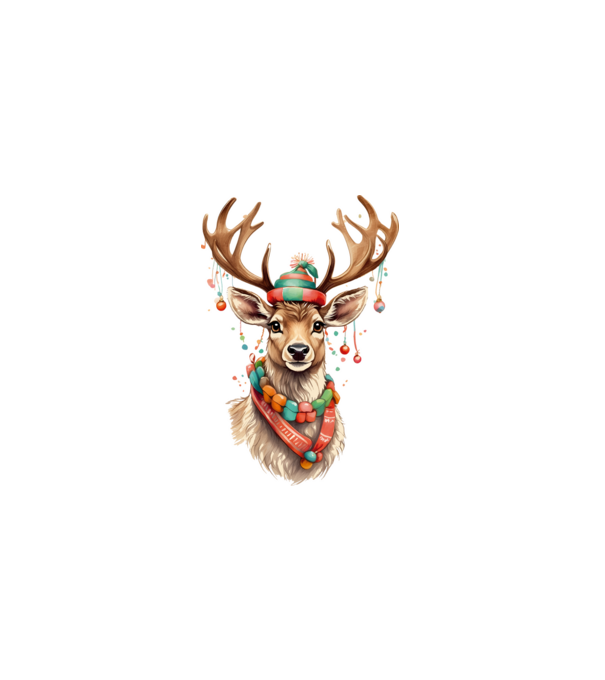 Festive Reindeer model alb pe tricou