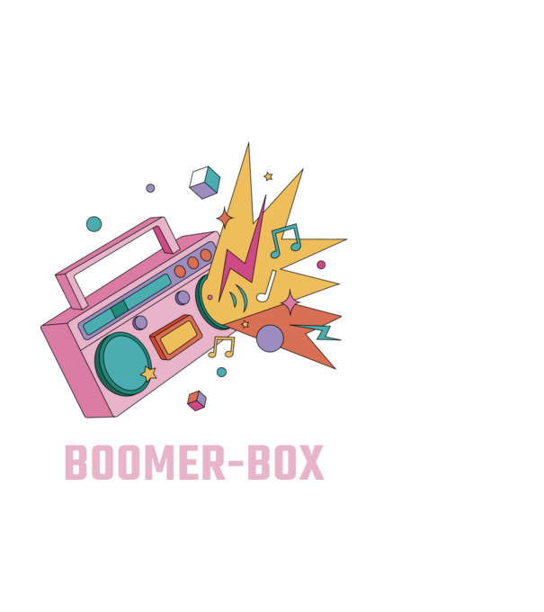 Boomer Box Magnetofon Retro model alb pe tricou