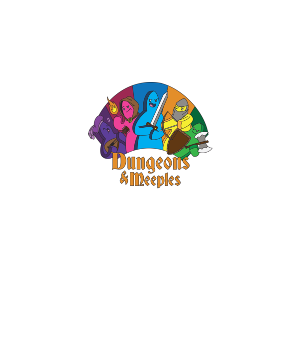 Dungeons Meeples model negru pe tricou