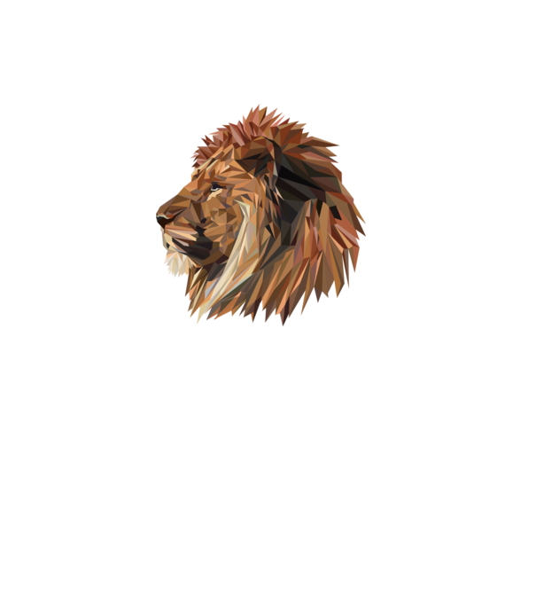 lion polygon model gri pe tricou