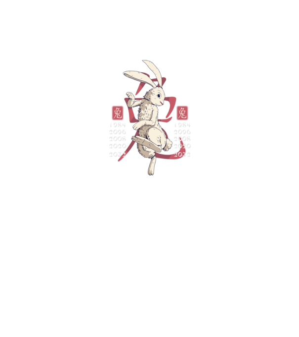 Year of the Rabbit model negru pe tricou