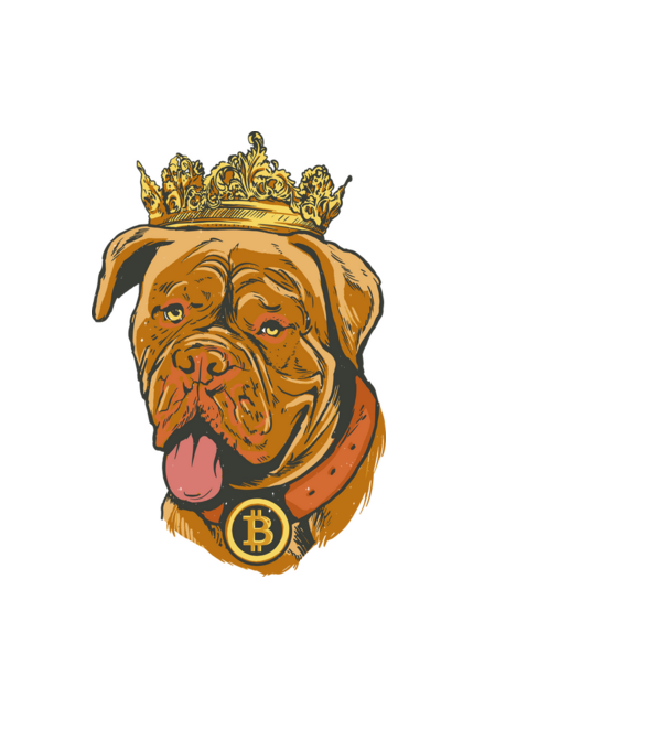 Câine Bitcoin model negru pe tricou