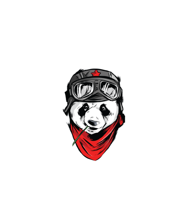 Panda Gerilla model negru pe tricou
