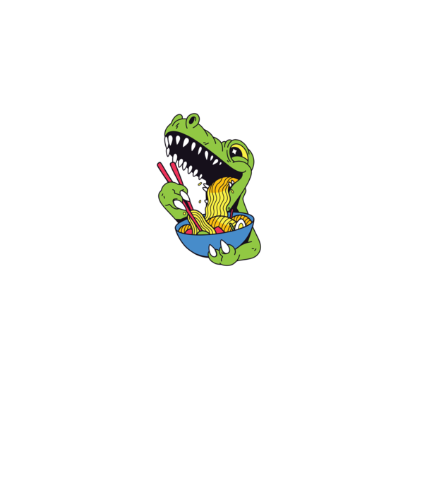 T-rex Ramen model albastru închis pe tricou