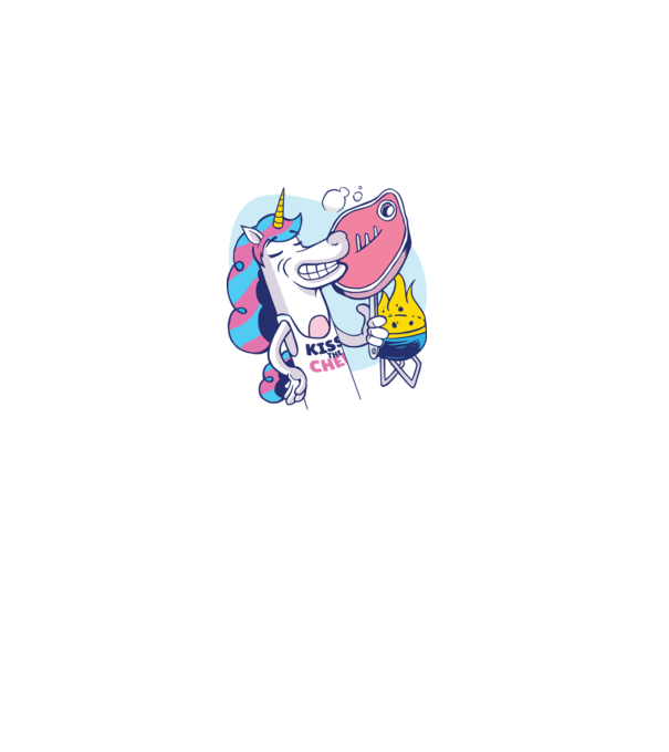 Unicorn Steak BBQ model alb pe tricou