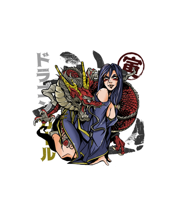 Dragon sexy Anime model alb pe tricou