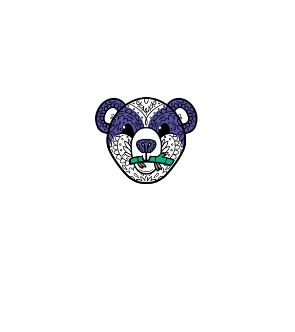 Mandala Panda model gri pe tricou