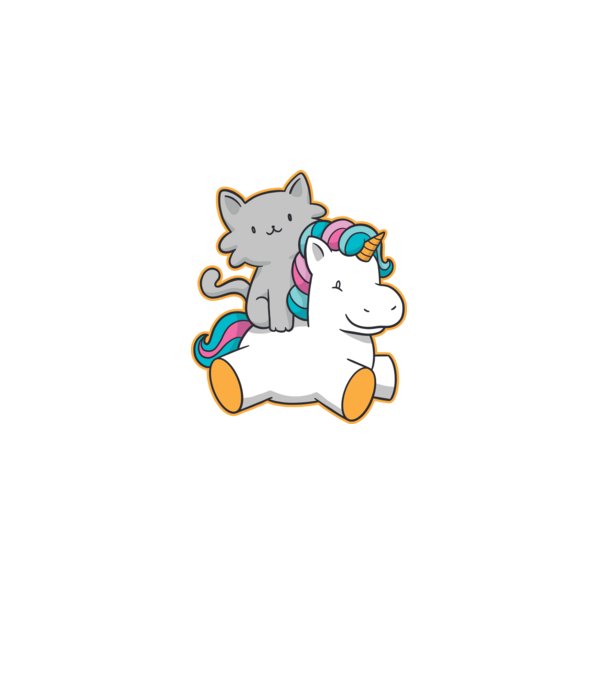 Unicorn Cu pisică model albastru închis pe tricou