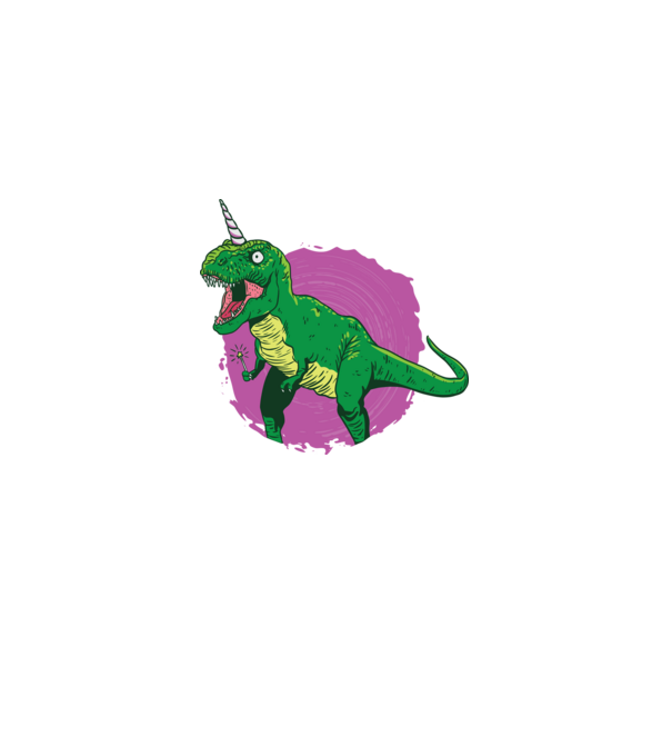T-rex unicorn model negru pe tricou