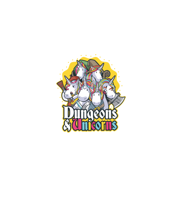 Dungeons and Unicorns model mov pe tricou
