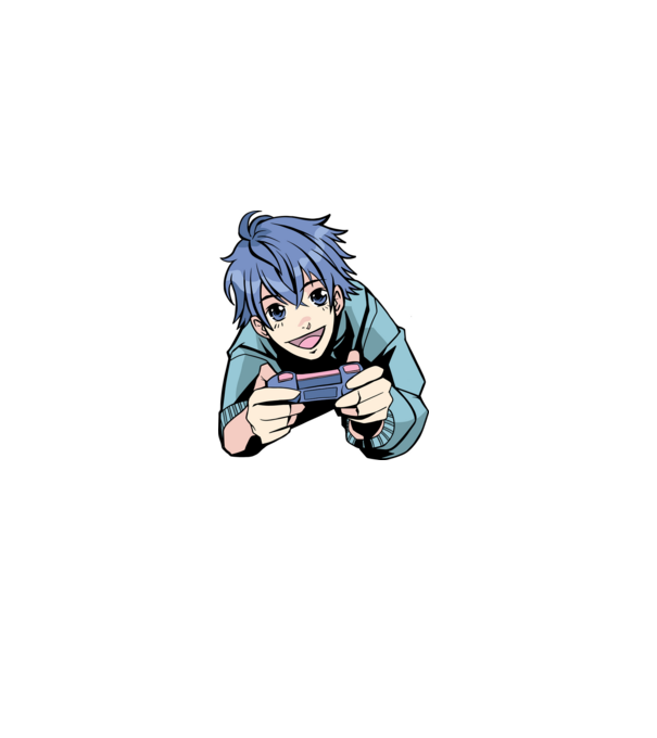 Anime băiat Gamer model alb pe tricou