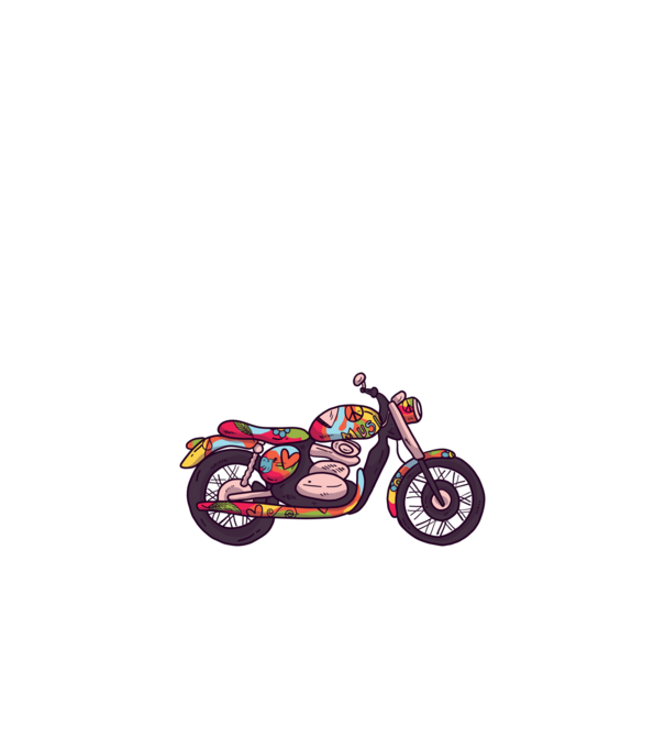 Motociclist Hippi model negru pe tricou