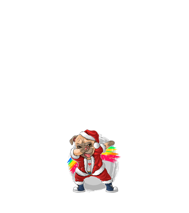 Santa Mops Moș Crăciun model negru pe tricou