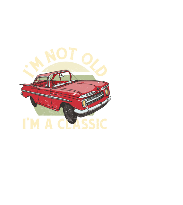 'Mașină clasică - I''m not old I''m a classic' model alb pe tricou