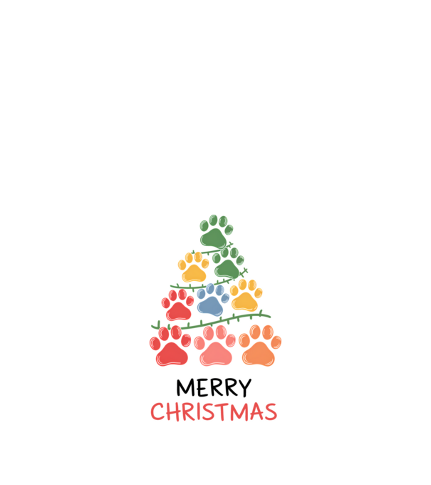Merry Christmas Paws Alb model alb pe tricou